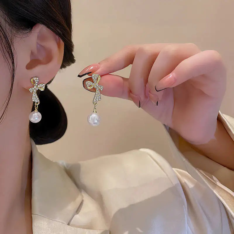 Bow Diamond Crystal Earrings