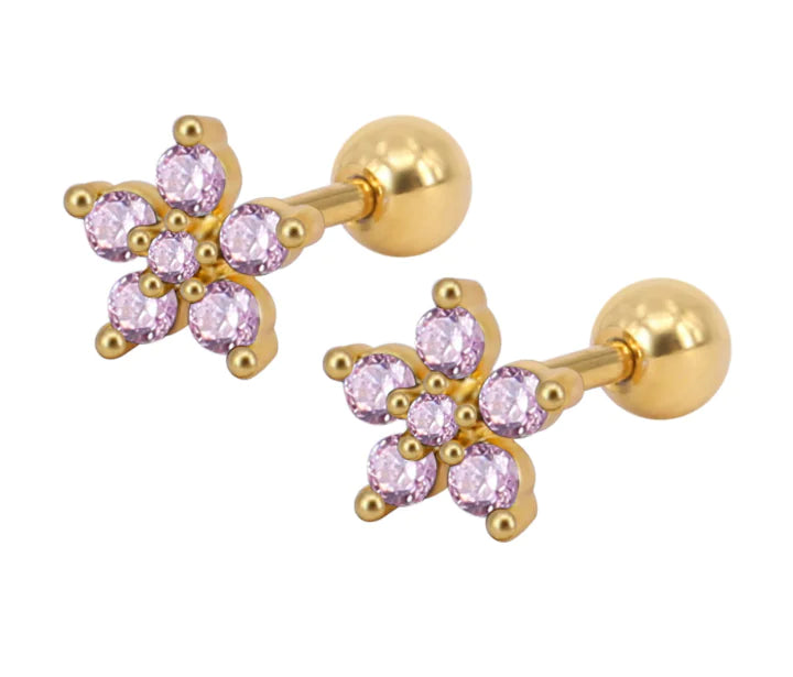 Zircon Flower Stud Earrings