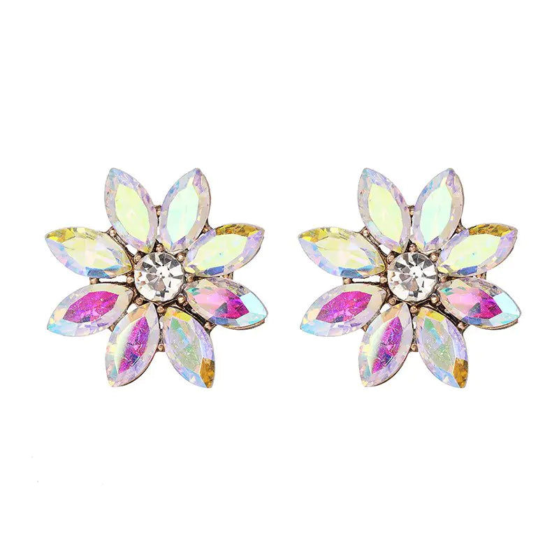 Diamond Flower Stud Earrings