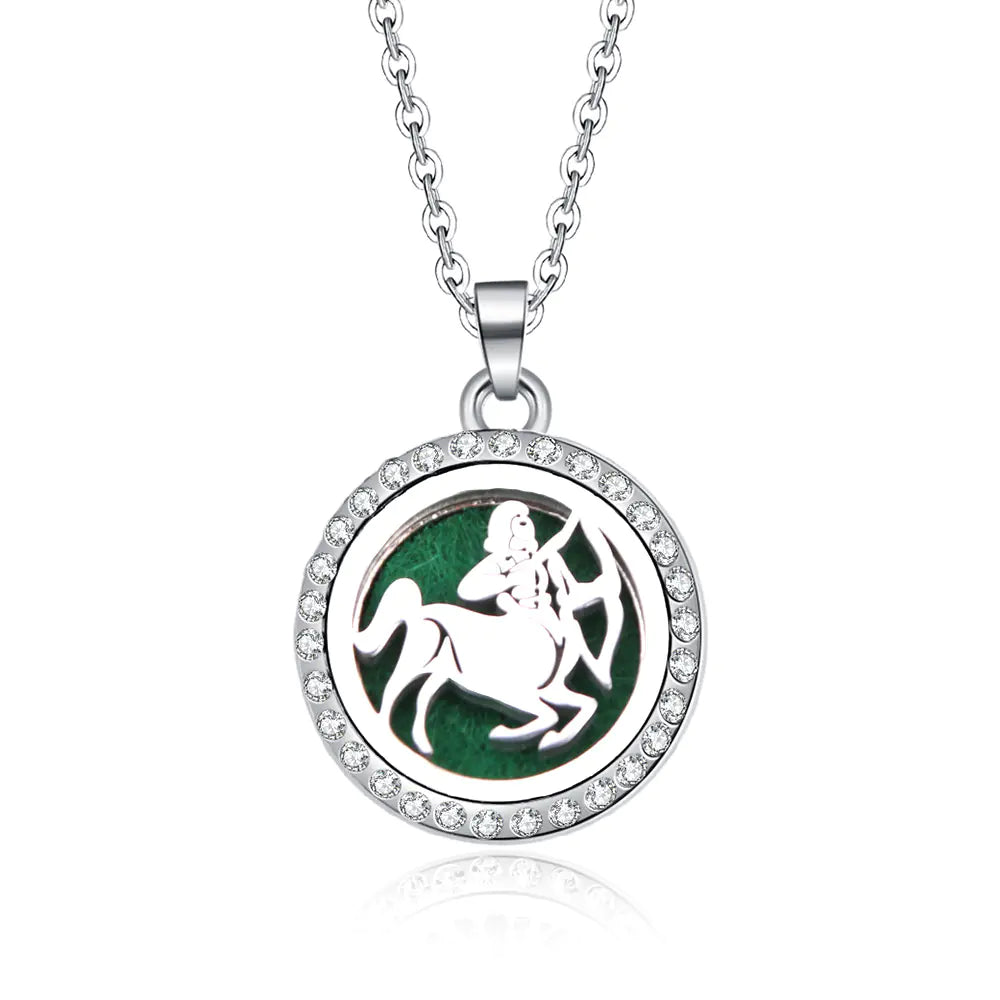 Zodiac Pendant Necklace with Diamond Cutout