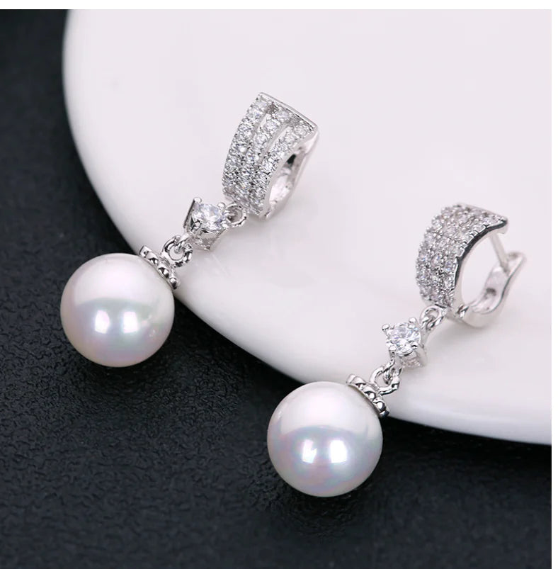 Silver Sweet Pearl Needle Earrings