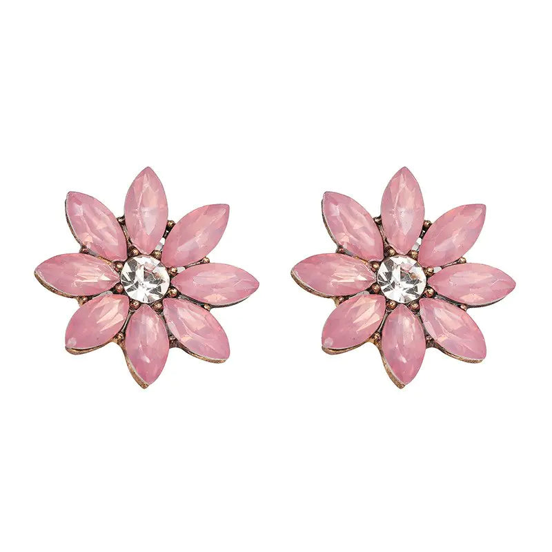 Diamond Flower Stud Earrings