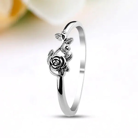 Vintage Thai Silver Rose Flower Ring