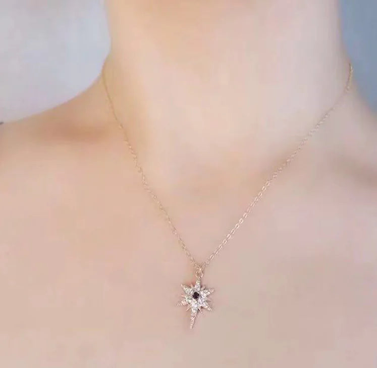Gold-Plated Zircon Evil Eye and Star Cross Necklaces