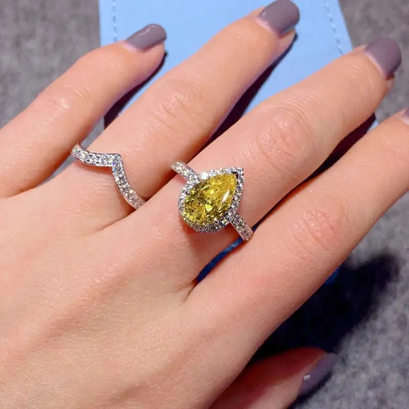 Yellow Diamond Zircon Ring