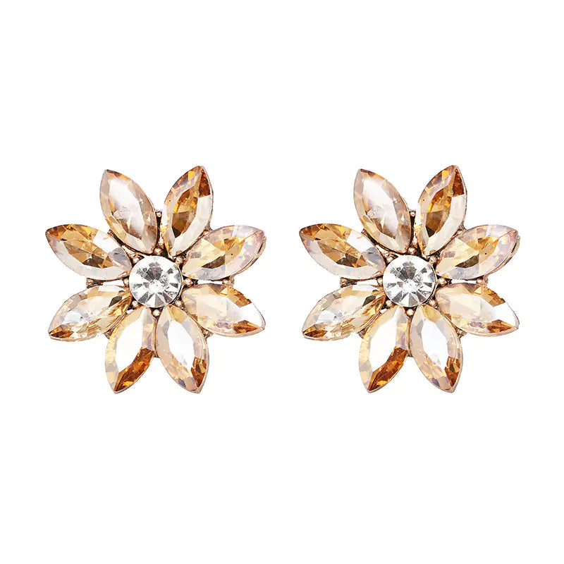 Diamond Flower Stud Earrings