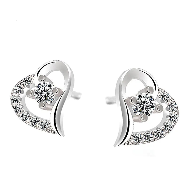 Heart Shaped Silver Earrings