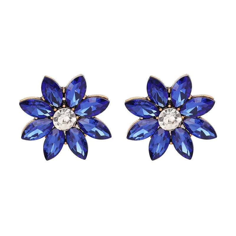 Diamond Flower Stud Earrings