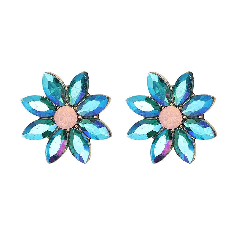 Diamond Flower Stud Earrings