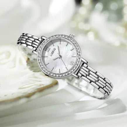 Bracelet Watch with Quartz and Diamond Accents