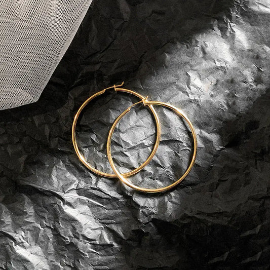 14K Gold-Plated Circle Hoop Earrings