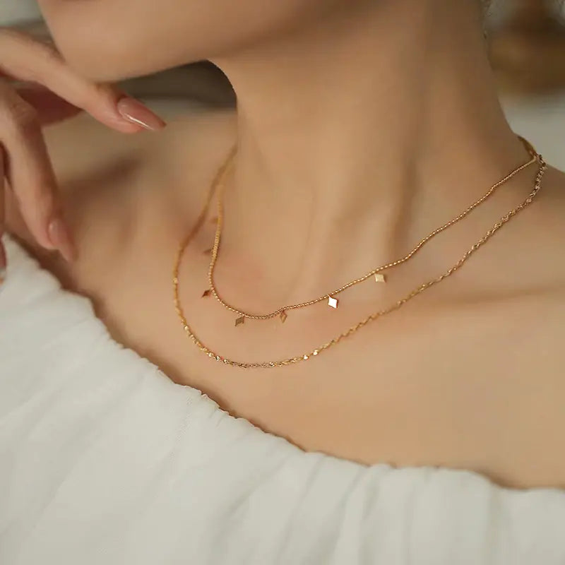 Titanium Steel Layered Star Diamond Necklace