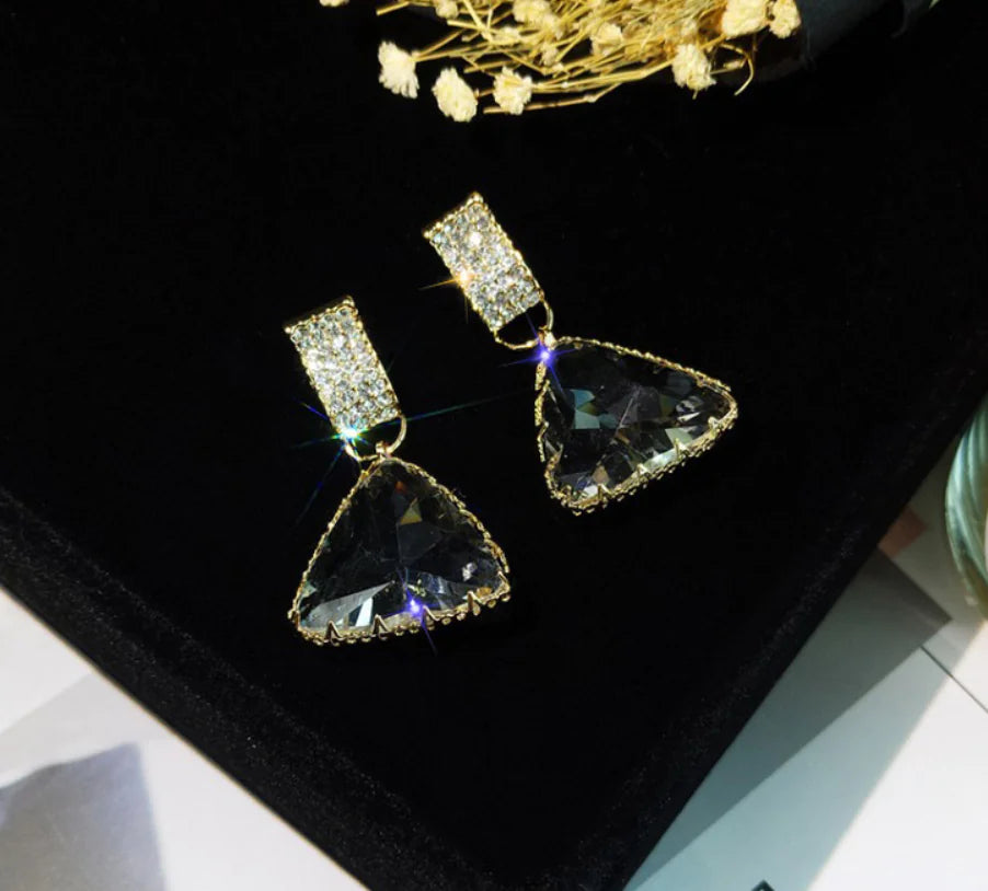 Geometric Triangle Crystal Earrings