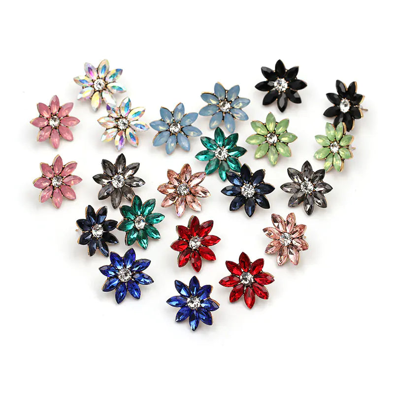 Diamond Flower Stud Earrings