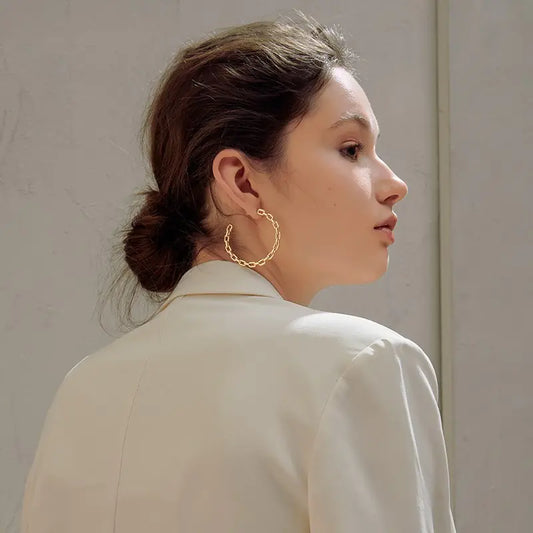 Stylish Hoop Earrings with Minimalist Silver Studs