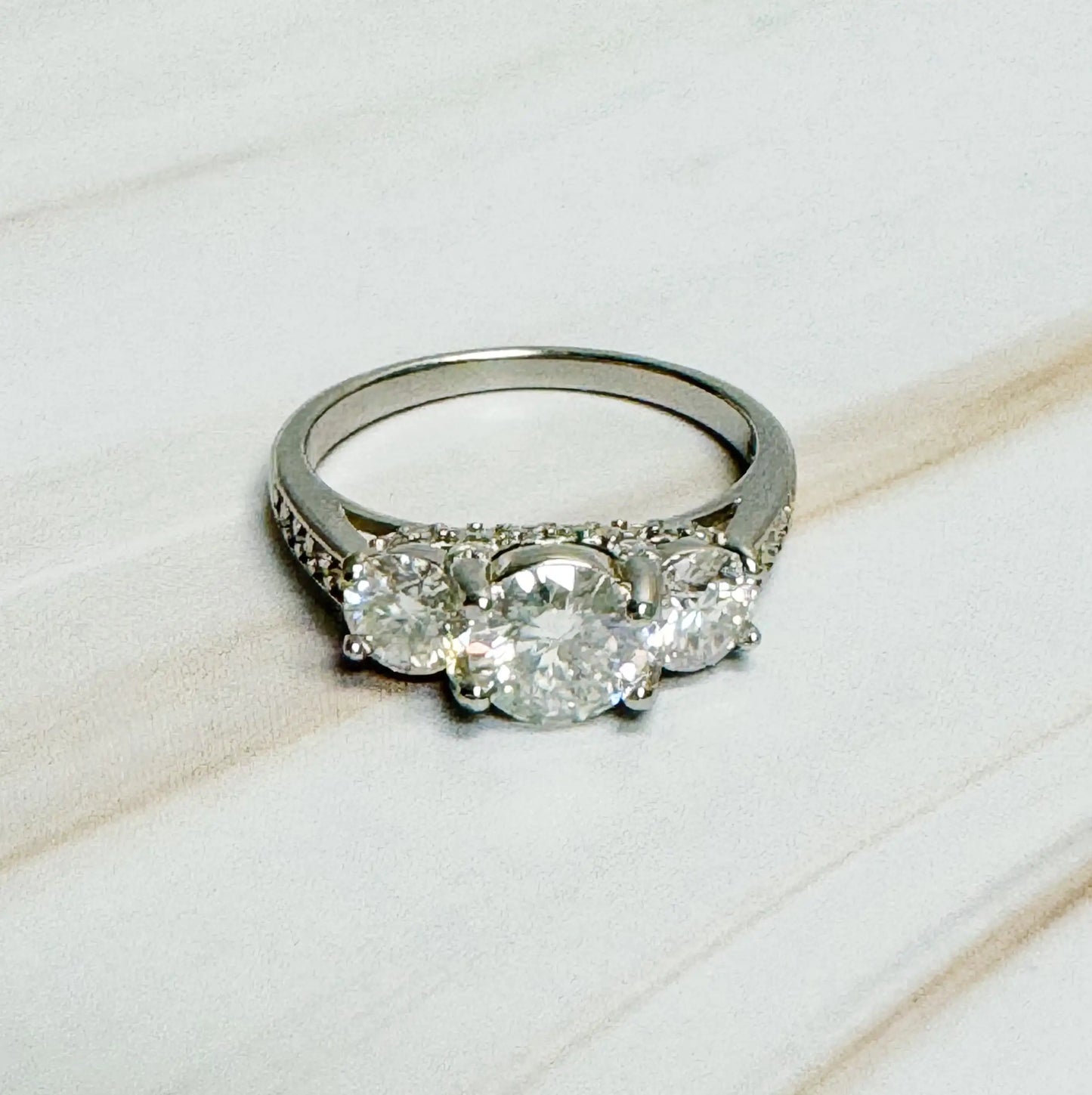Tri-Stone Moissanite Ring