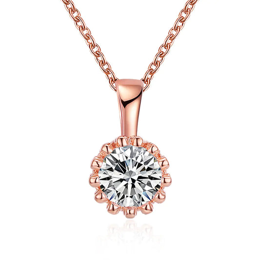 Rose Gold Zircon Necklace with Diamond Accents