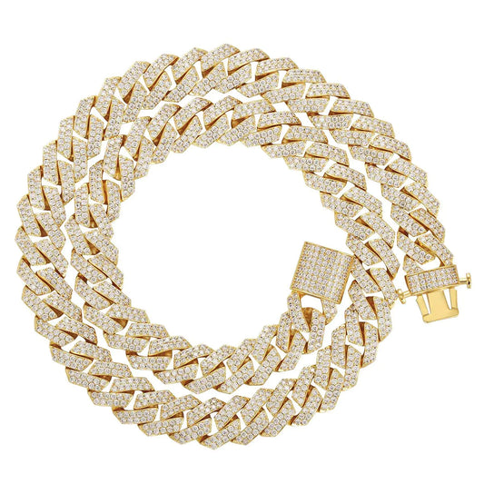 Iced Out 15mm 18K Golden Plated Cuban Link Chain