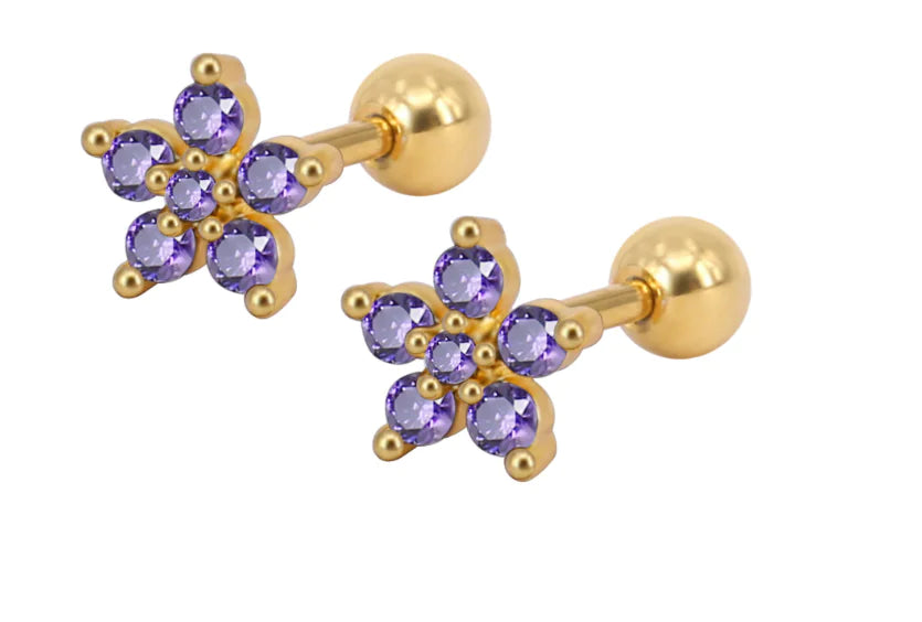Zircon Flower Stud Earrings