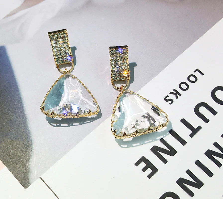 Geometric Triangle Crystal Earrings
