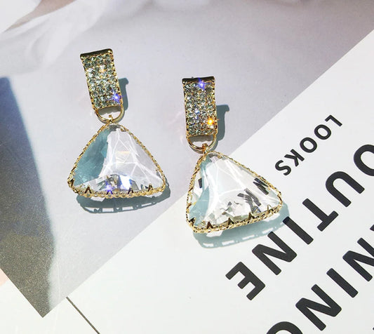 Geometric Triangle Crystal Earrings