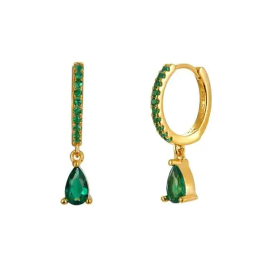 Colored Zircon Round Earrings