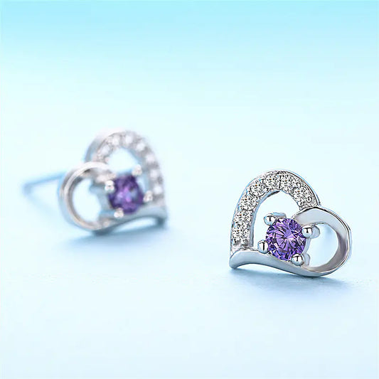 Heart Shaped Silver Earrings