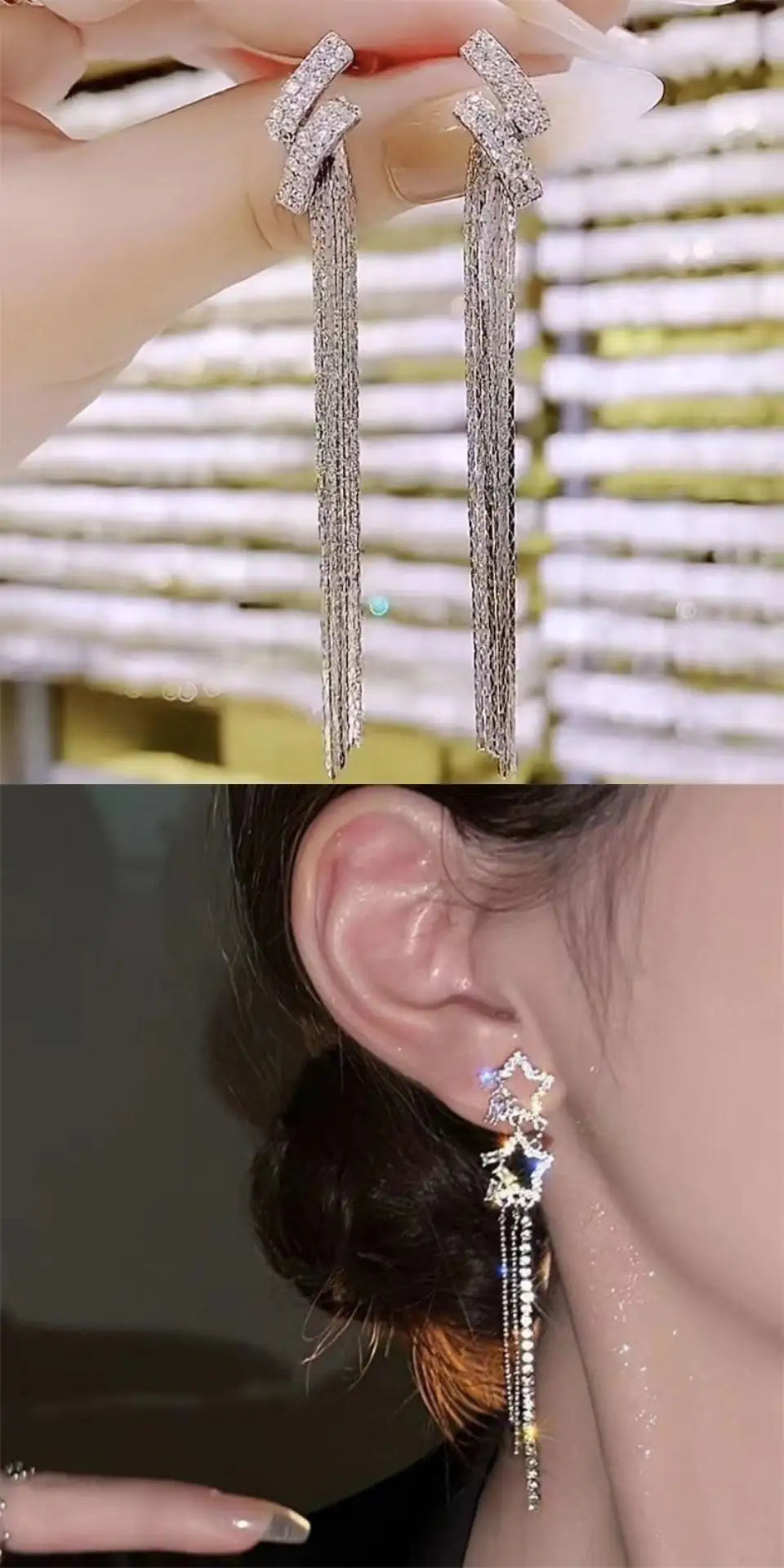 Water Drop Tassel Earrings