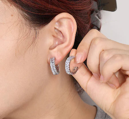 Korean Style Circular Diamond Earrings