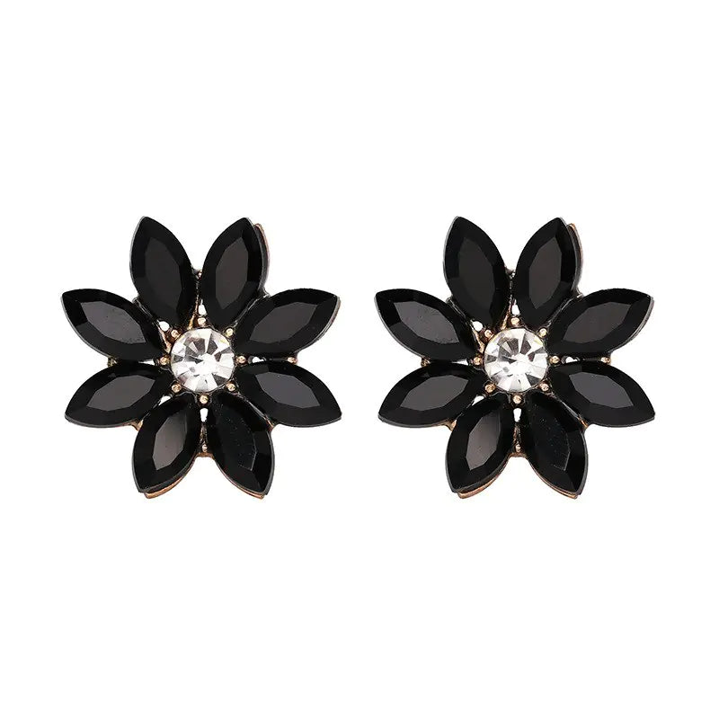 Diamond Flower Stud Earrings