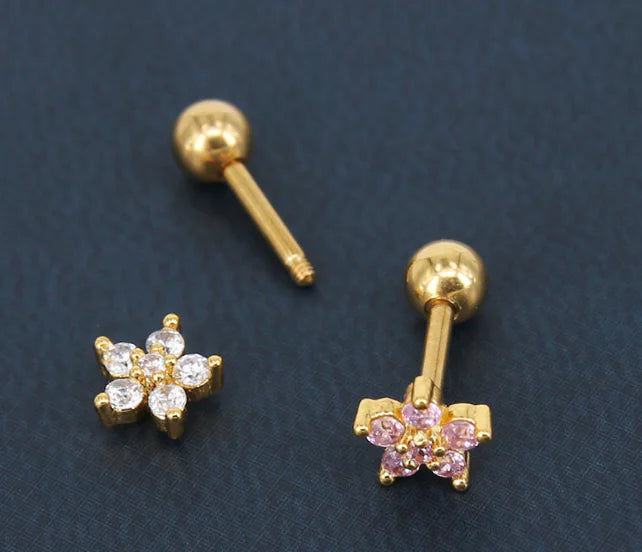 Zircon Flower Stud Earrings