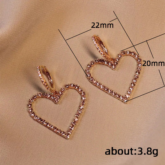 Rose Gold Heart Shaped Crystal Earrings